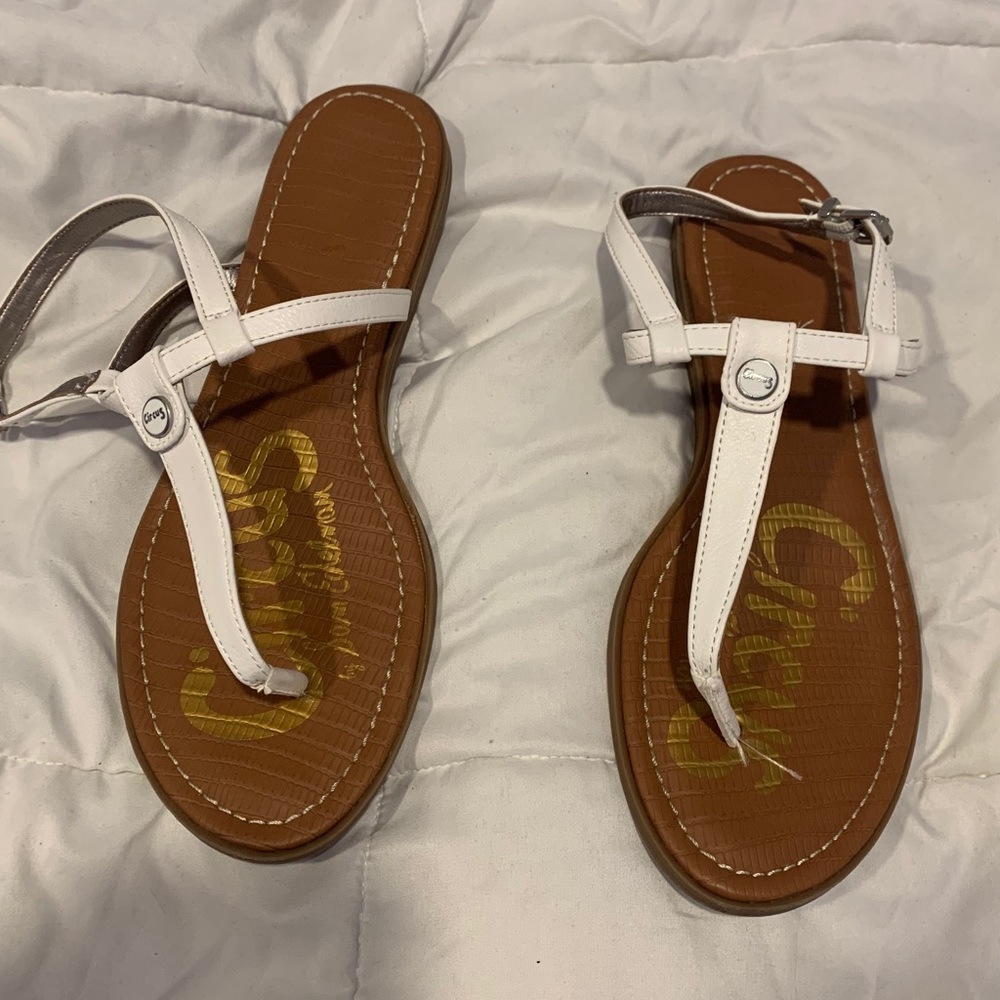 white sandals, lightly used